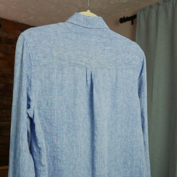 100% Linen Long Denim Blue Oxford	Medium Tall - Picture 7 of 7